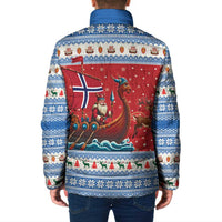 Norway Viking Santa Christmas Padded Jacket Funny Reindeer Norse Xmas - Wonder Print Shop
