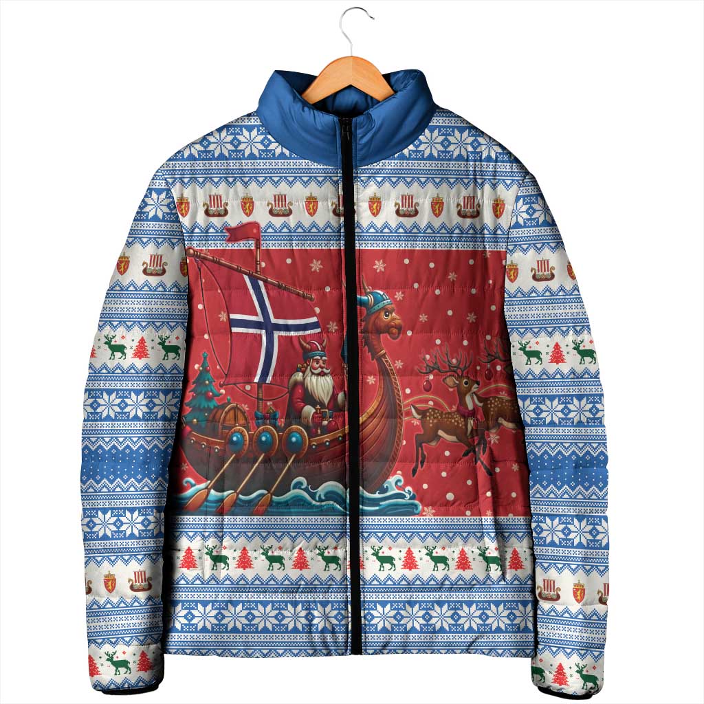 Norway Viking Santa Christmas Padded Jacket Funny Reindeer Norse Xmas - Wonder Print Shop