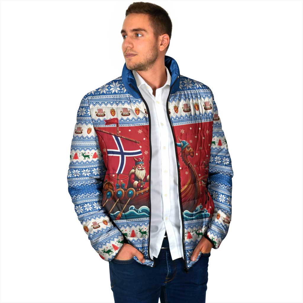 Norway Viking Santa Christmas Padded Jacket Funny Reindeer Norse Xmas - Wonder Print Shop