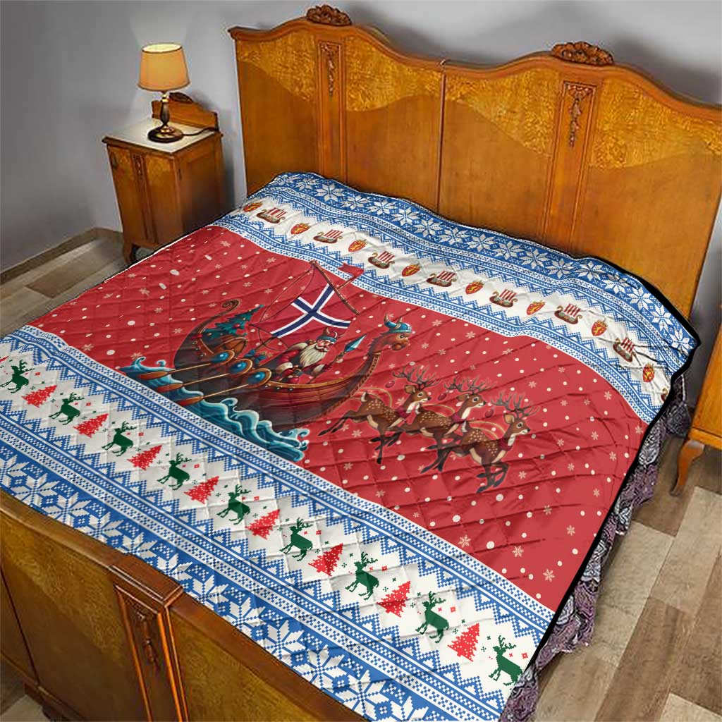 Norway Viking Santa Christmas Quilt Funny Reindeer Norse Xmas - Wonder Print Shop