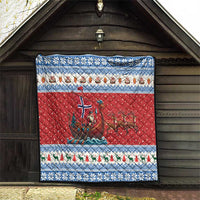Norway Viking Santa Christmas Quilt Funny Reindeer Norse Xmas - Wonder Print Shop