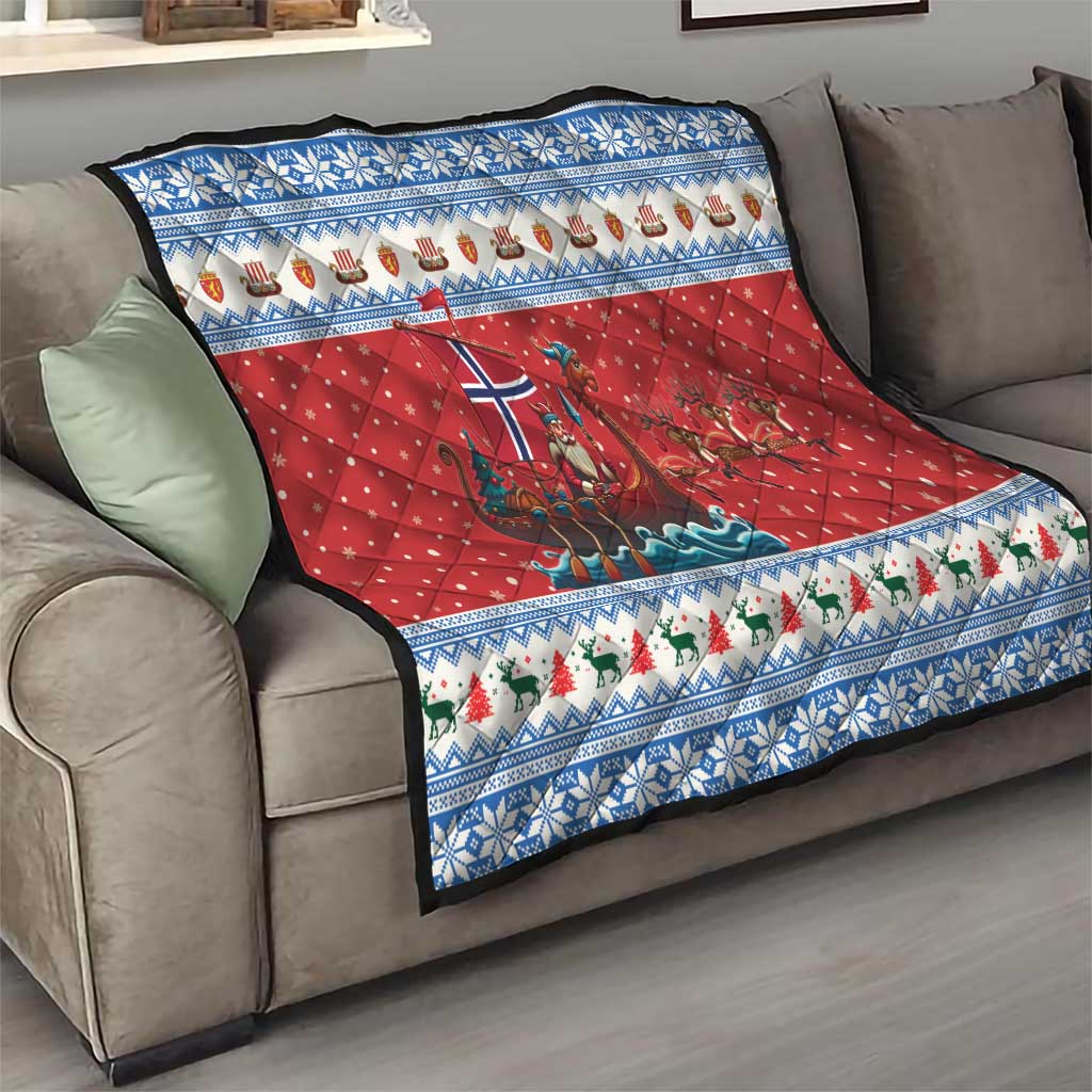 Norway Viking Santa Christmas Quilt Funny Reindeer Norse Xmas - Wonder Print Shop