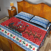 Norway Viking Santa Christmas Quilt Bed Set Funny Reindeer Norse Xmas - Wonder Print Shop