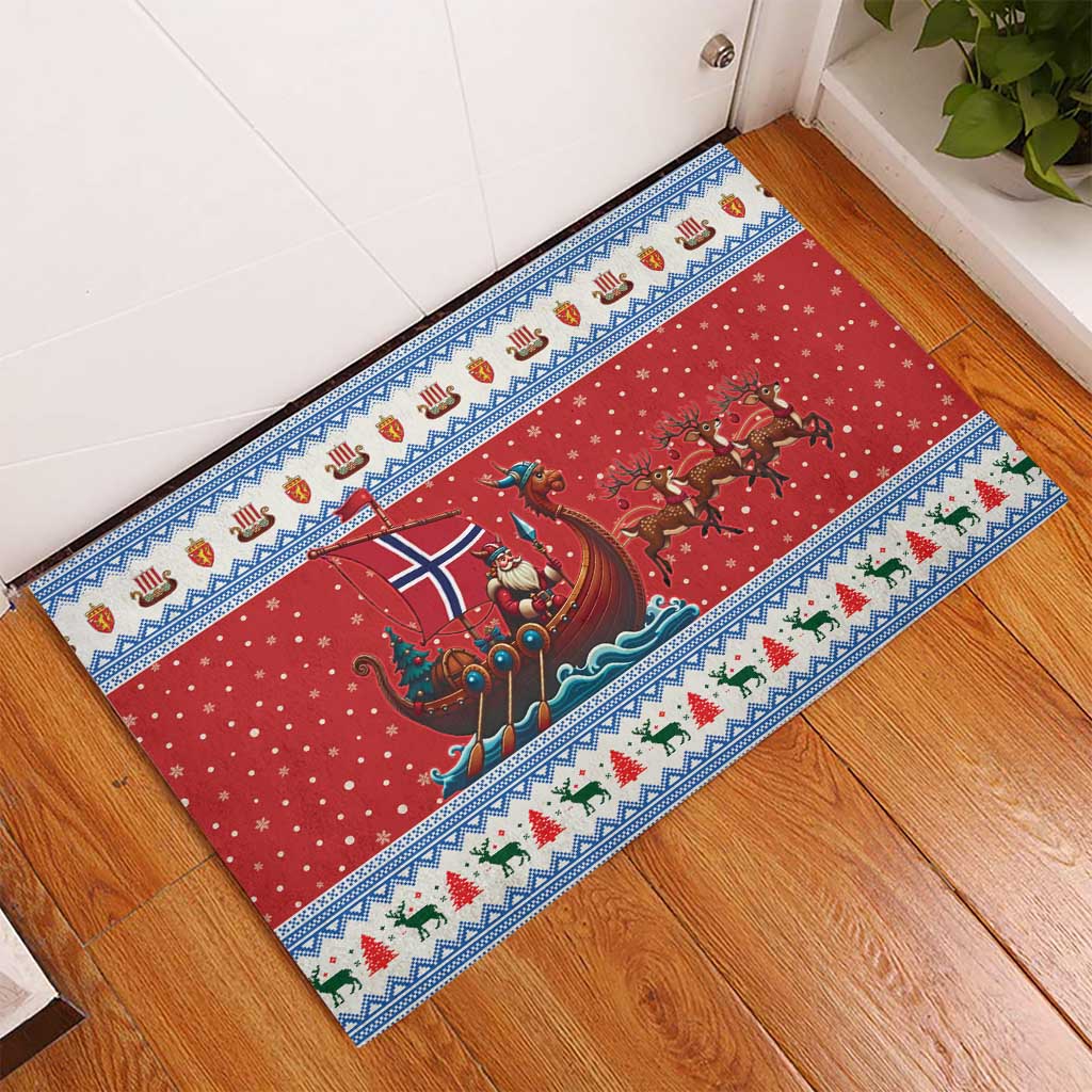 Norway Viking Santa Christmas Rubber Doormat Funny Reindeer Norse Xmas - Wonder Print Shop