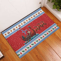 Norway Viking Santa Christmas Rubber Doormat Funny Reindeer Norse Xmas - Wonder Print Shop