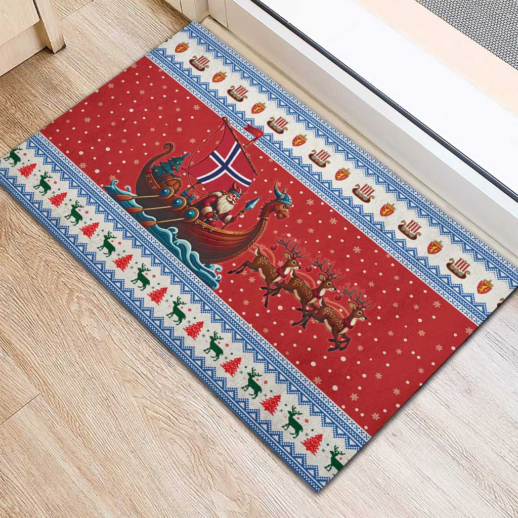Norway Viking Santa Christmas Rubber Doormat Funny Reindeer Norse Xmas - Wonder Print Shop