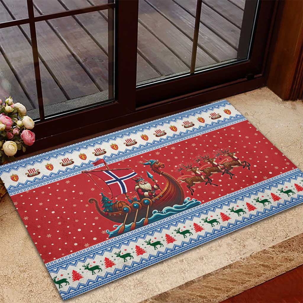 Norway Viking Santa Christmas Rubber Doormat Funny Reindeer Norse Xmas - Wonder Print Shop