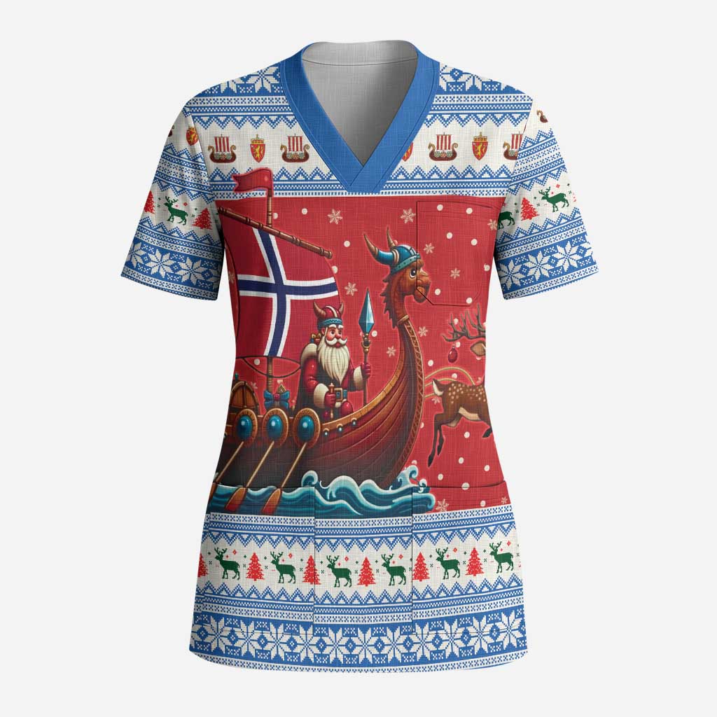 Norway Viking Santa Christmas Scrub Top Funny Reindeer Norse Xmas - Wonder Print Shop