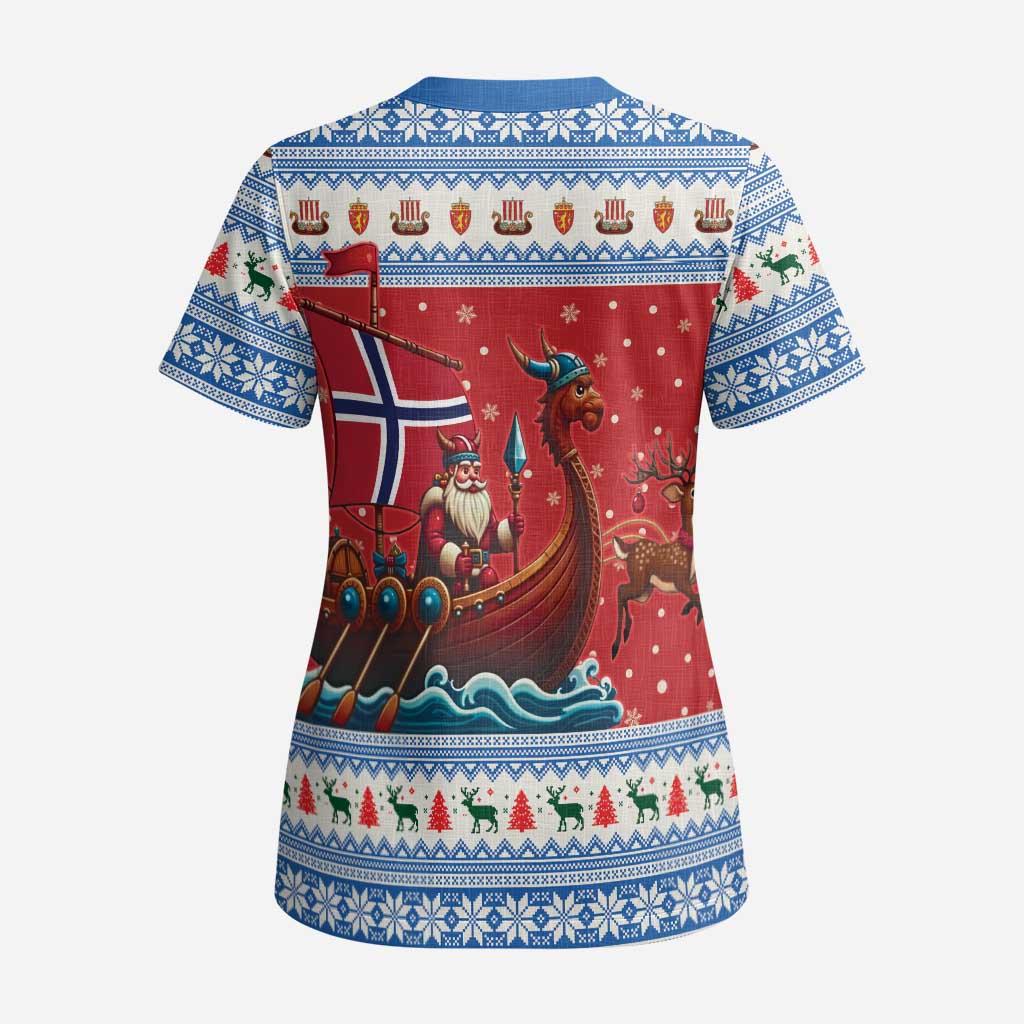 Norway Viking Santa Christmas Scrub Top Funny Reindeer Norse Xmas - Wonder Print Shop