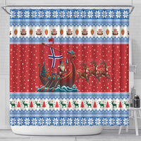 Norway Viking Santa Christmas Shower Curtain Funny Reindeer Norse Xmas - Wonder Print Shop