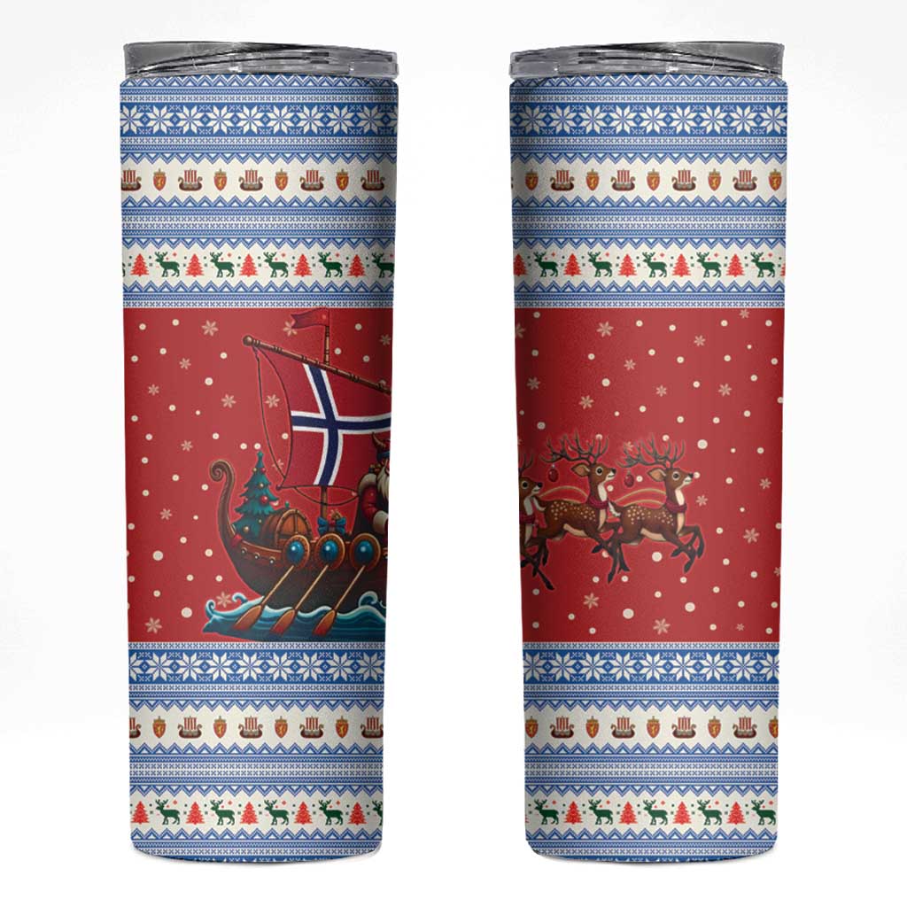 Norway Viking Santa Christmas Skinny Tumbler Funny Reindeer Norse Xmas - Wonder Print Shop