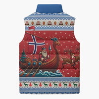 Norway Viking Santa Christmas Sleeveless Puffer Jacket Funny Reindeer Norse Xmas - Wonder Print Shop