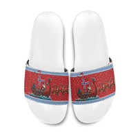 Norway Viking Santa Christmas Slide Sandals Funny Reindeer Norse Xmas - Wonder Print Shop