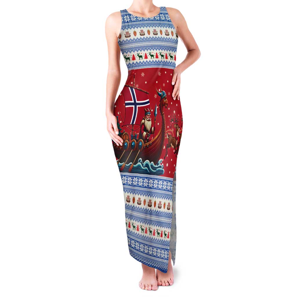 Norway Viking Santa Christmas Tank Maxi Dress Funny Reindeer Norse Xmas - Wonder Print Shop