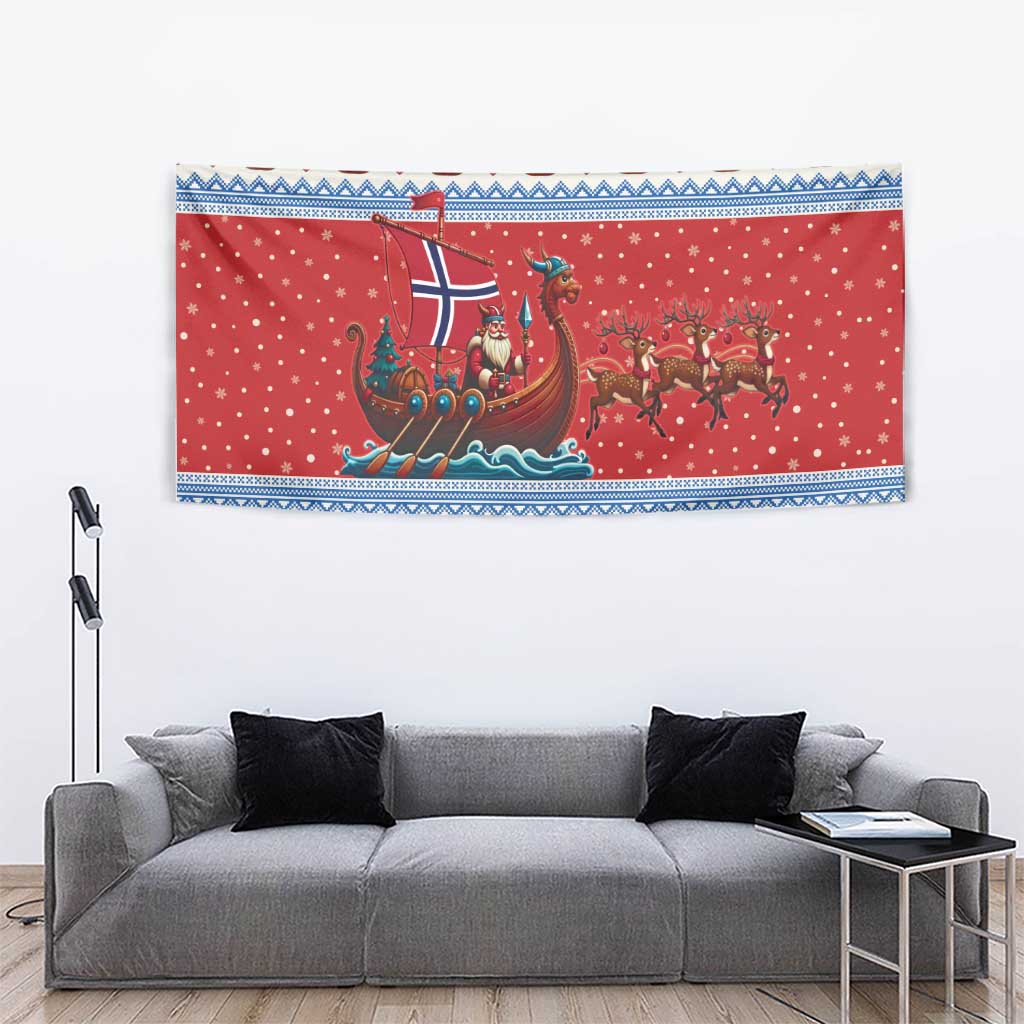 Norway Viking Santa Christmas Tapestry Funny Reindeer Norse Xmas - Wonder Print Shop