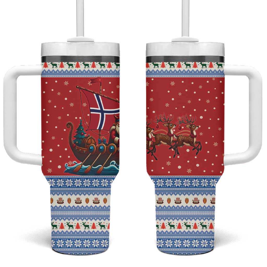 Norway Viking Santa Christmas Tumbler With Handle Funny Reindeer Norse Xmas - Wonder Print Shop