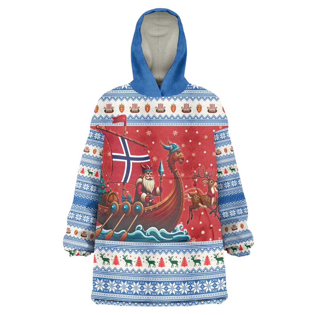 Norway Viking Santa Christmas Wearable Blanket Hoodie Funny Reindeer Norse Xmas - Wonder Print Shop