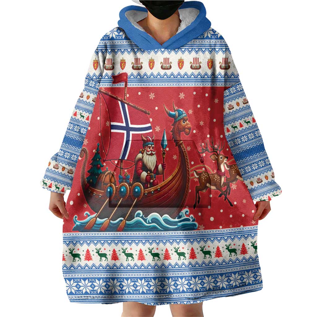 Norway Viking Santa Christmas Wearable Blanket Hoodie Funny Reindeer Norse Xmas - Wonder Print Shop