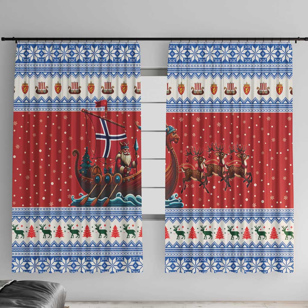 Norway Viking Santa Christmas Window Curtain Funny Reindeer Norse Xmas - Wonder Print Shop