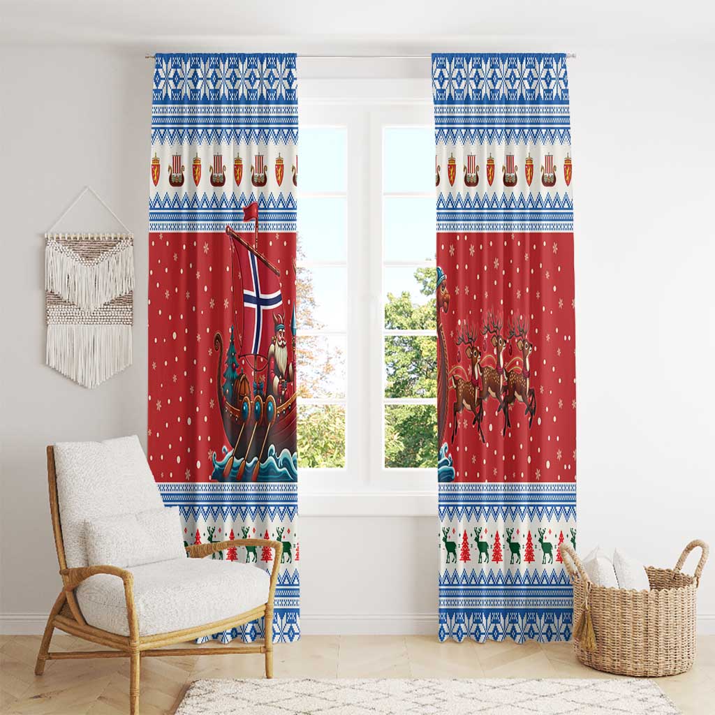 Norway Viking Santa Christmas Window Curtain Funny Reindeer Norse Xmas - Wonder Print Shop