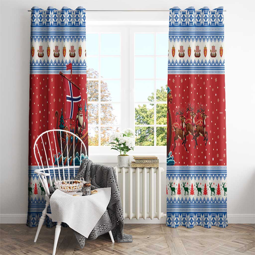 Norway Viking Santa Christmas Window Curtain Funny Reindeer Norse Xmas - Wonder Print Shop
