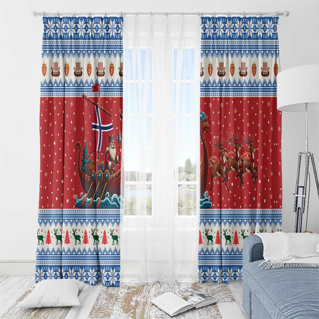 Norway Viking Santa Christmas Window Curtain Funny Reindeer Norse Xmas - Wonder Print Shop