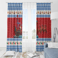 Norway Viking Santa Christmas Window Curtain Funny Reindeer Norse Xmas - Wonder Print Shop