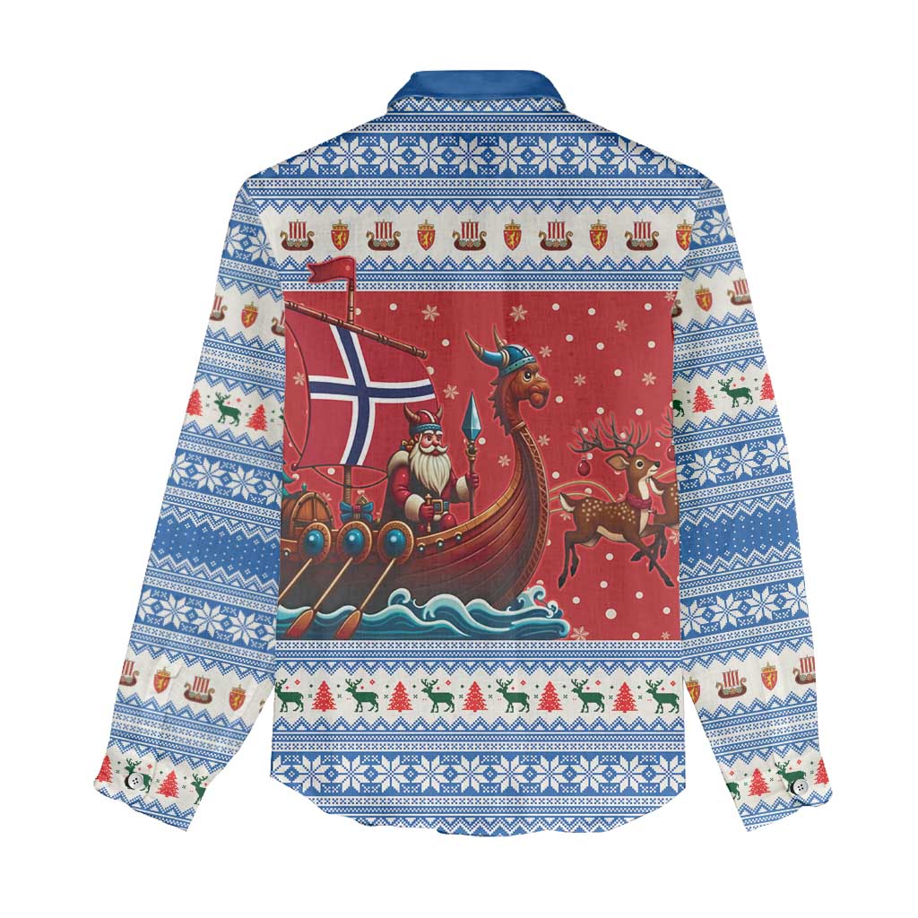 Norway Viking Santa Christmas Women Casual Shirt Funny Reindeer Norse Xmas - Wonder Print Shop