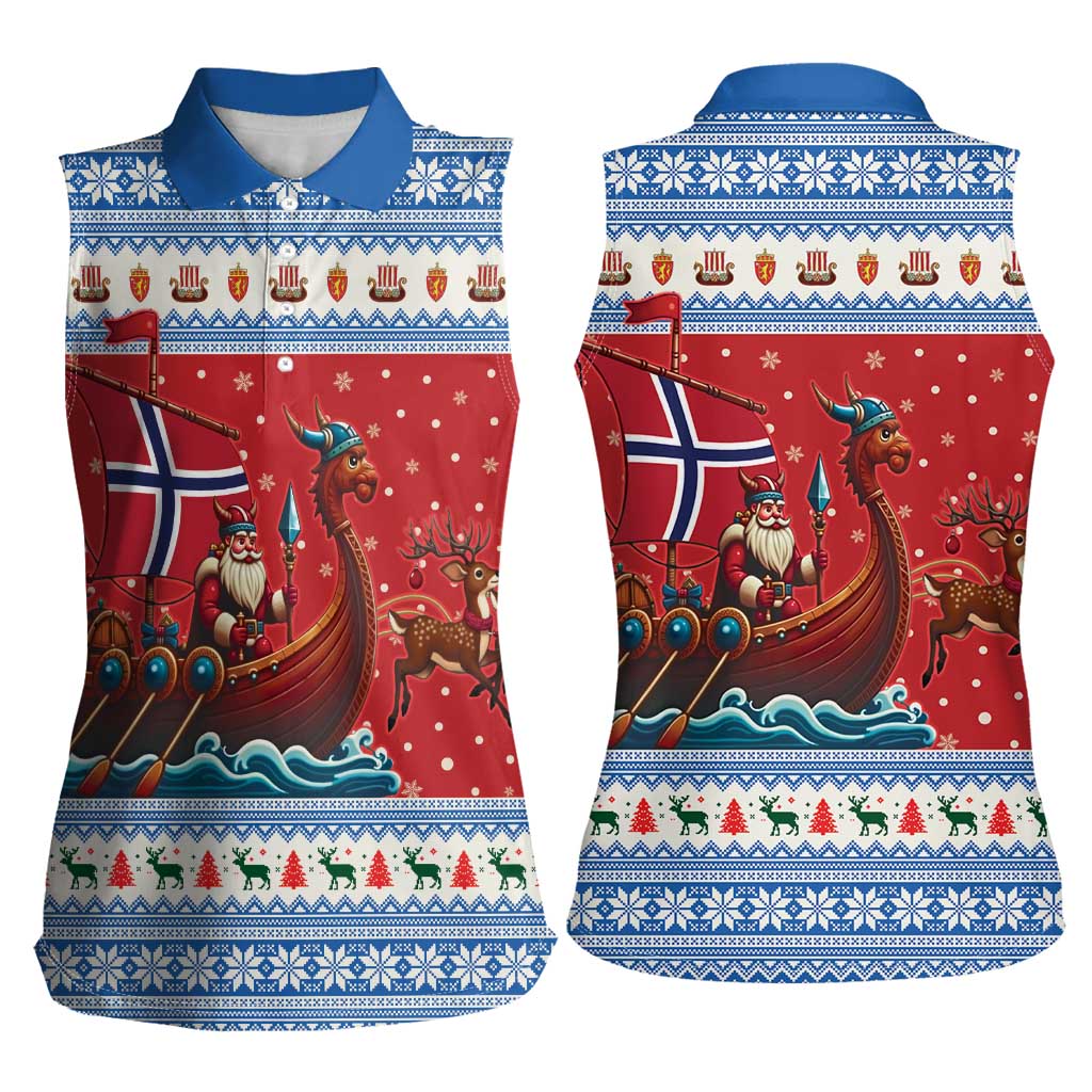 Norway Viking Santa Christmas Women Sleeveless Polo Shirt Funny Reindeer Norse Xmas - Wonder Print Shop