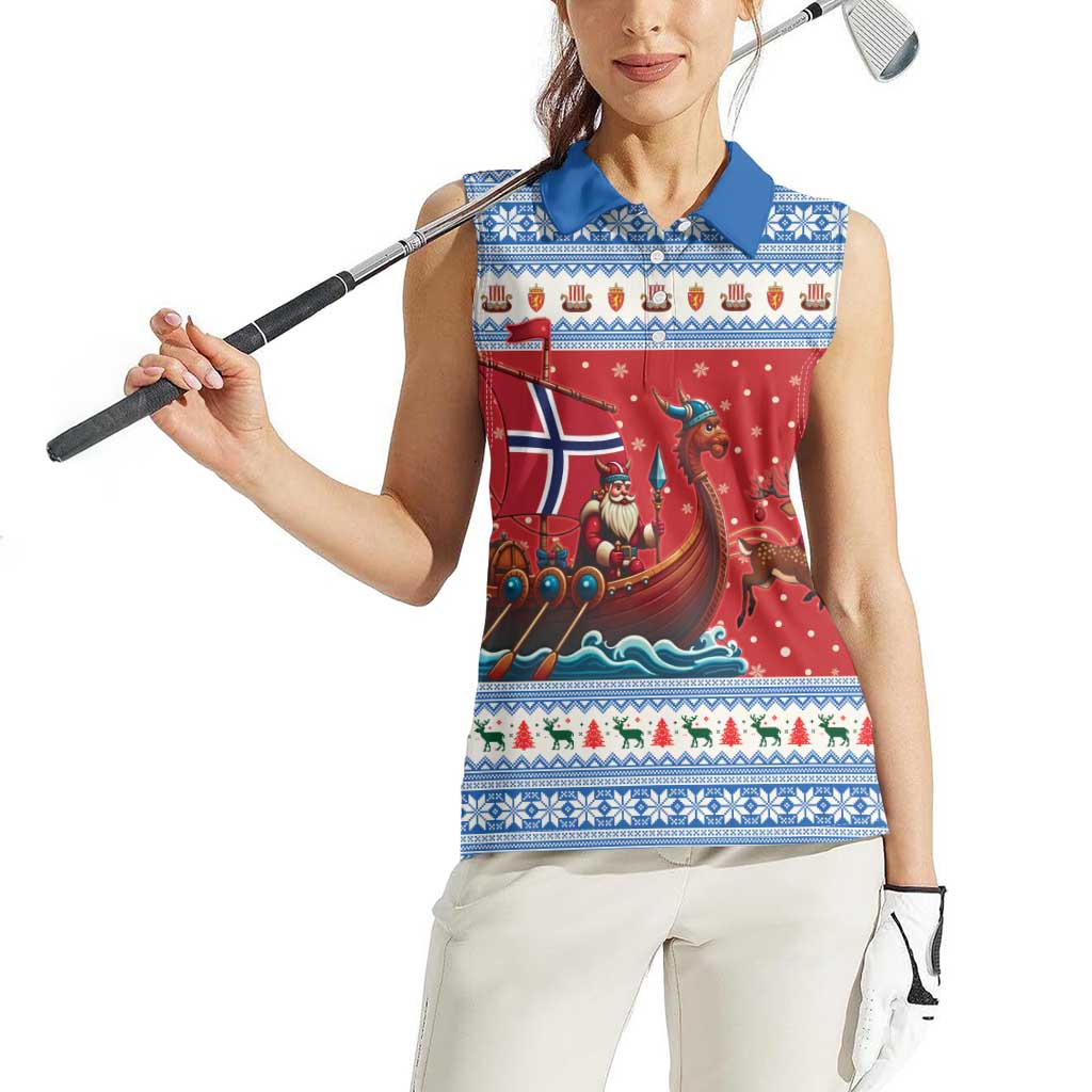 Norway Viking Santa Christmas Women Sleeveless Polo Shirt Funny Reindeer Norse Xmas - Wonder Print Shop