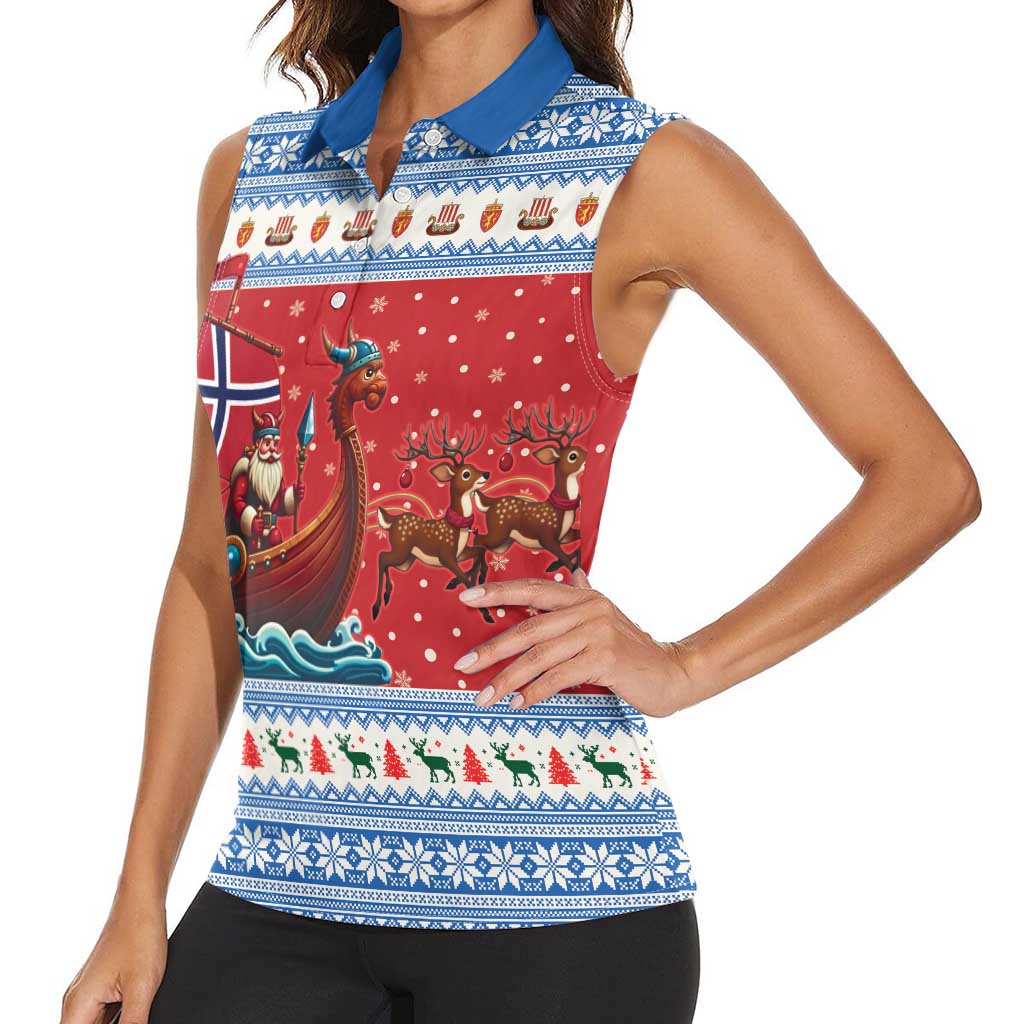 Norway Viking Santa Christmas Women Sleeveless Polo Shirt Funny Reindeer Norse Xmas - Wonder Print Shop