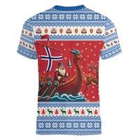 Norway Viking Santa Christmas Women V-Neck T-Shirt Funny Reindeer Norse Xmas - Wonder Print Shop