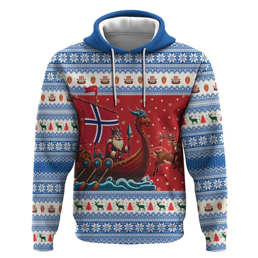Norway Viking Santa Christmas Zip Hoodie Funny Reindeer Norse Xmas - Wonder Print Shop