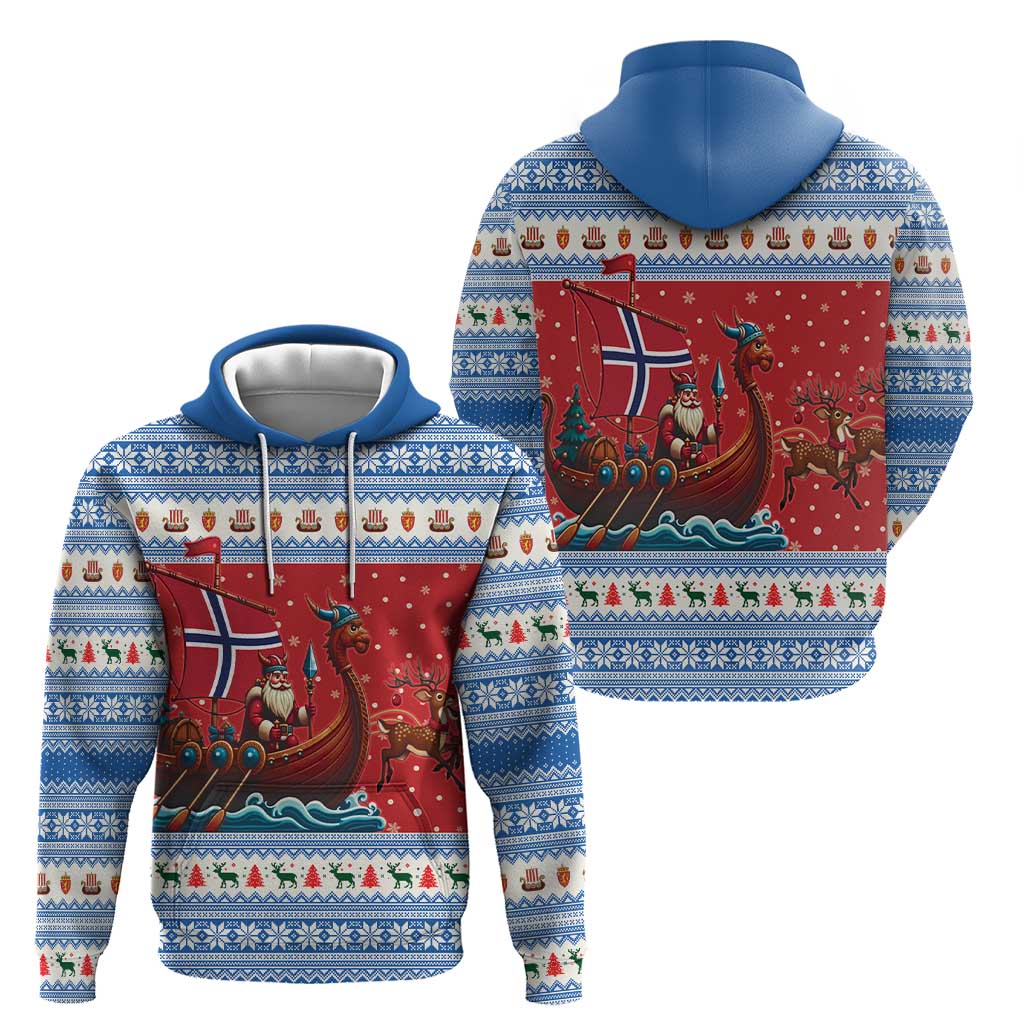 Norway Viking Santa Christmas Zip Hoodie Funny Reindeer Norse Xmas - Wonder Print Shop