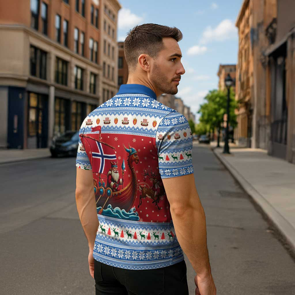 Norway Viking Santa Christmas Zipper Polo Shirt Funny Reindeer Norse Xmas - Wonder Print Shop