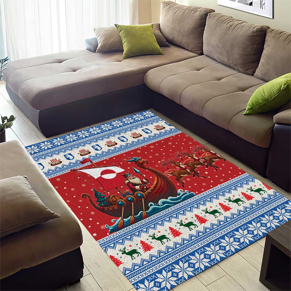 Greenland Viking Santa Christmas Area Rug Funny Reindeer Norse Xmas - Wonder Print Shop