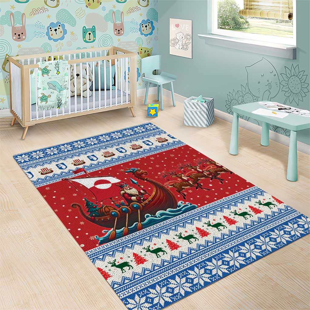 Greenland Viking Santa Christmas Area Rug Funny Reindeer Norse Xmas - Wonder Print Shop
