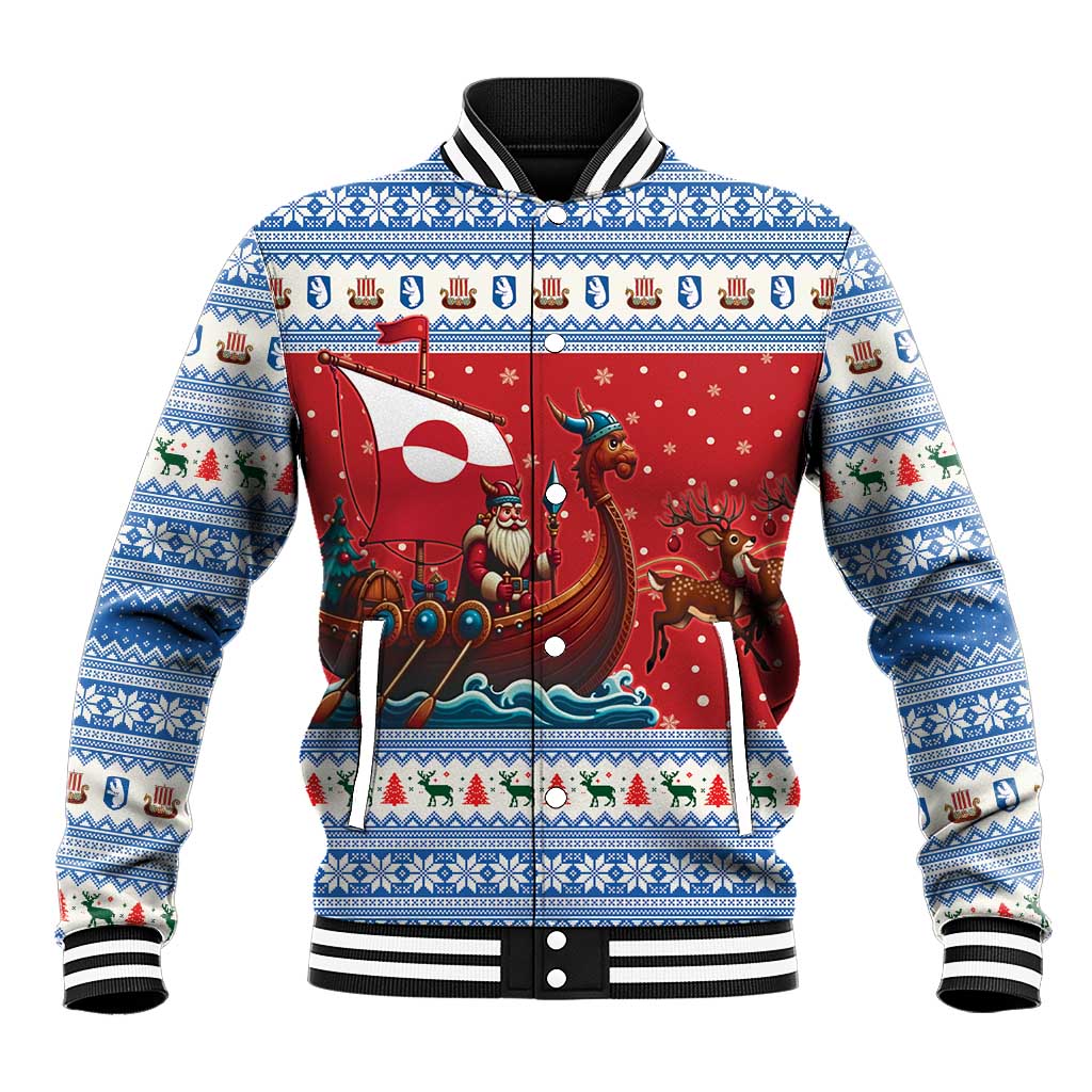 Greenland Viking Santa Christmas Baseball Jacket Funny Reindeer Norse Xmas - Wonder Print Shop