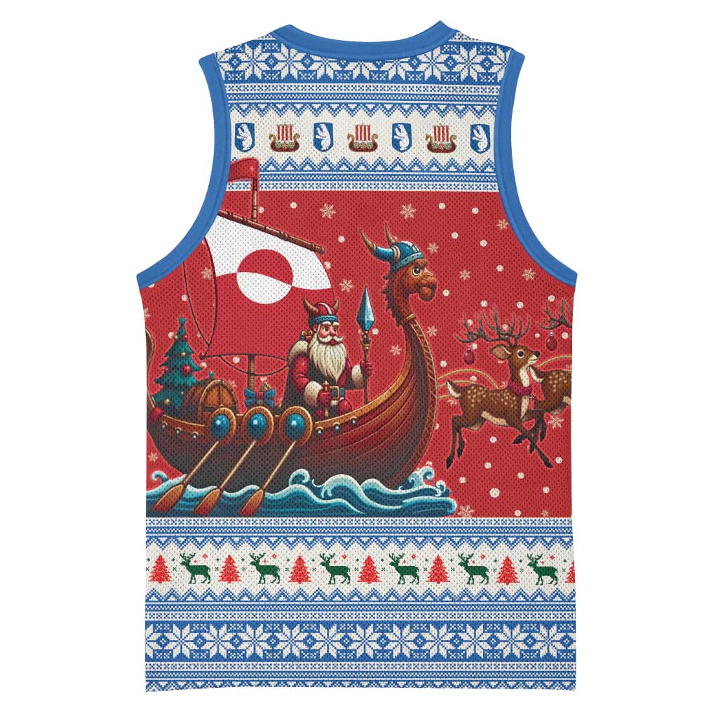 Greenland Viking Santa Christmas Basketball Jersey Funny Reindeer Norse Xmas - Wonder Print Shop