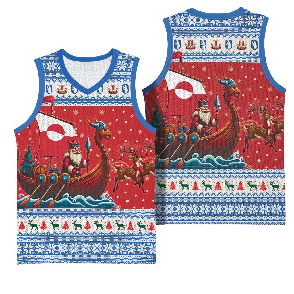 Greenland Viking Santa Christmas Basketball Jersey Funny Reindeer Norse Xmas - Wonder Print Shop