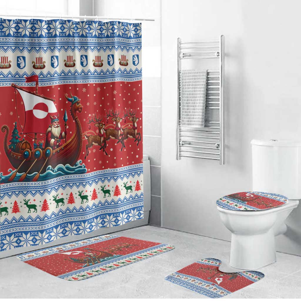 Greenland Viking Santa Christmas Bathroom Set Funny Reindeer Norse Xmas - Wonder Print Shop