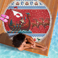 Greenland Viking Santa Christmas Beach Blanket Funny Reindeer Norse Xmas - Wonder Print Shop