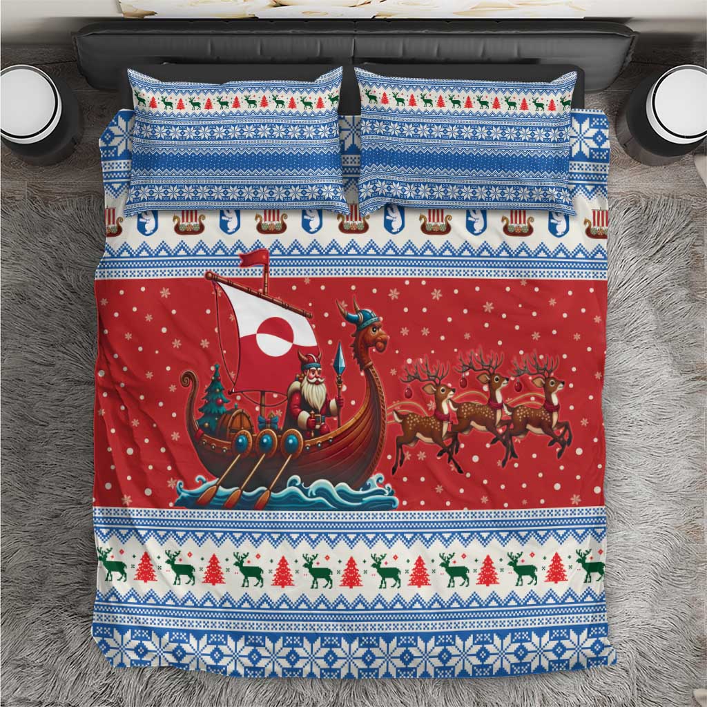 Greenland Viking Santa Christmas Bedding Set Funny Reindeer Norse Xmas - Wonder Print Shop