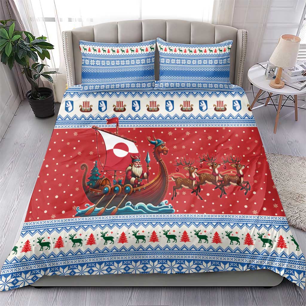 Greenland Viking Santa Christmas Bedding Set Funny Reindeer Norse Xmas - Wonder Print Shop