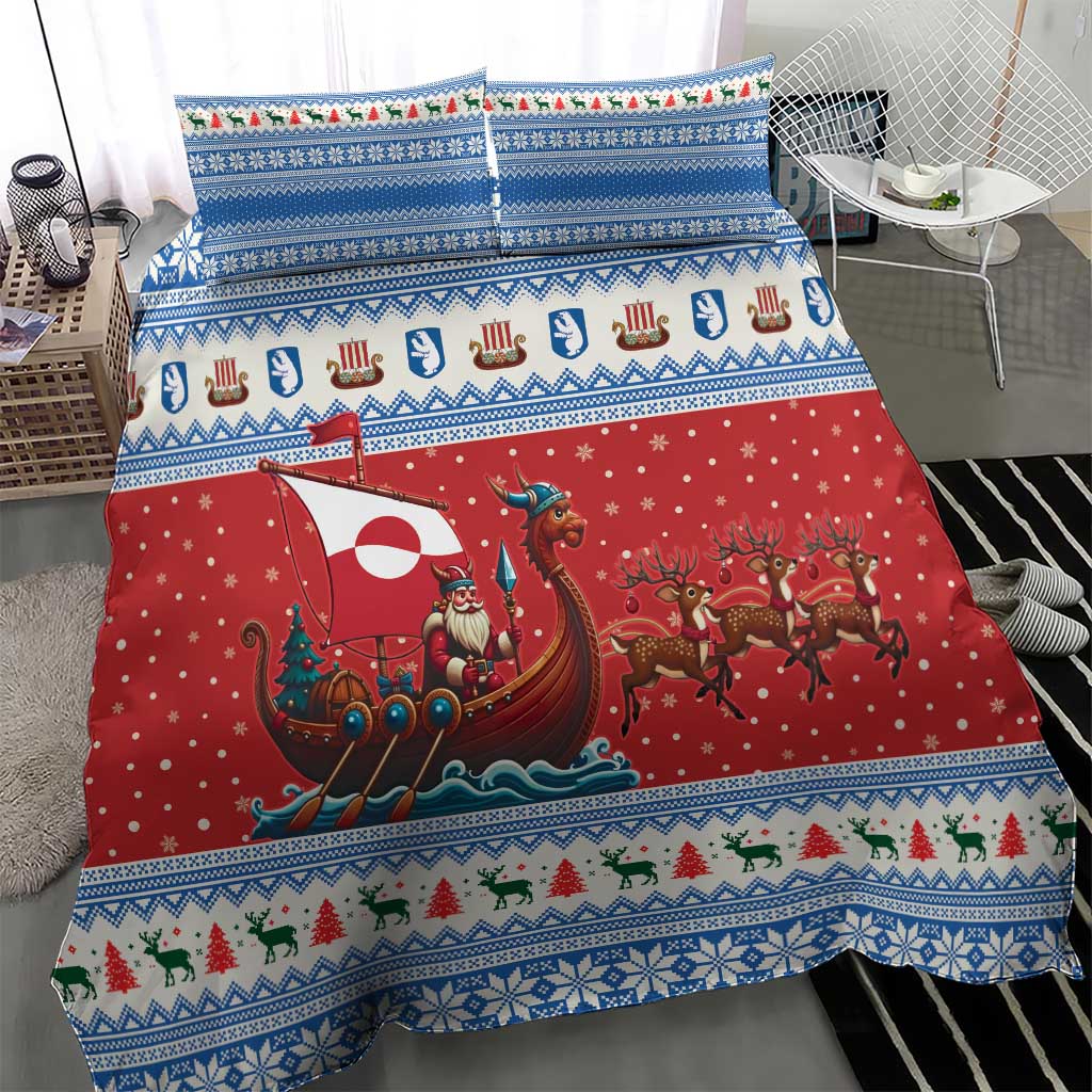 Greenland Viking Santa Christmas Bedding Set Funny Reindeer Norse Xmas - Wonder Print Shop