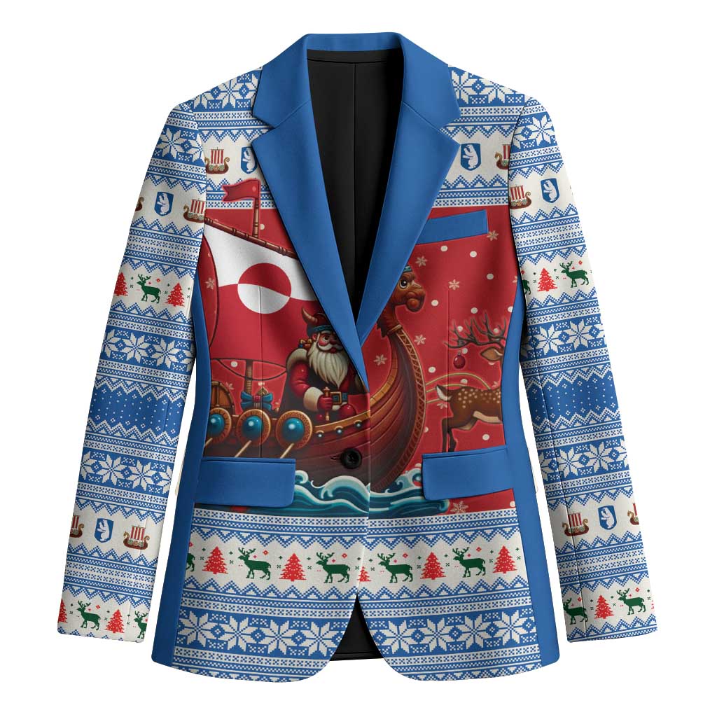 Greenland Viking Santa Christmas Blazer Funny Reindeer Norse Xmas - Wonder Print Shop
