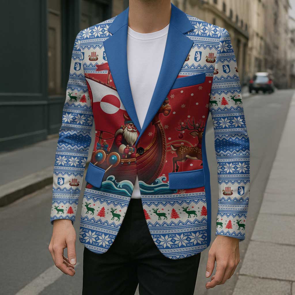 Greenland Viking Santa Christmas Blazer Funny Reindeer Norse Xmas - Wonder Print Shop