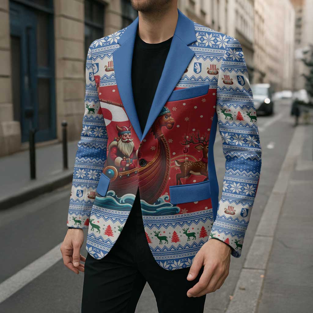 Greenland Viking Santa Christmas Blazer Funny Reindeer Norse Xmas - Wonder Print Shop