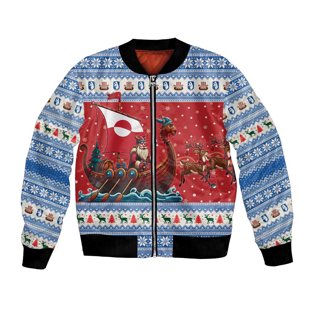 Greenland Viking Santa Christmas Bomber Jacket Funny Reindeer Norse Xmas - Wonder Print Shop