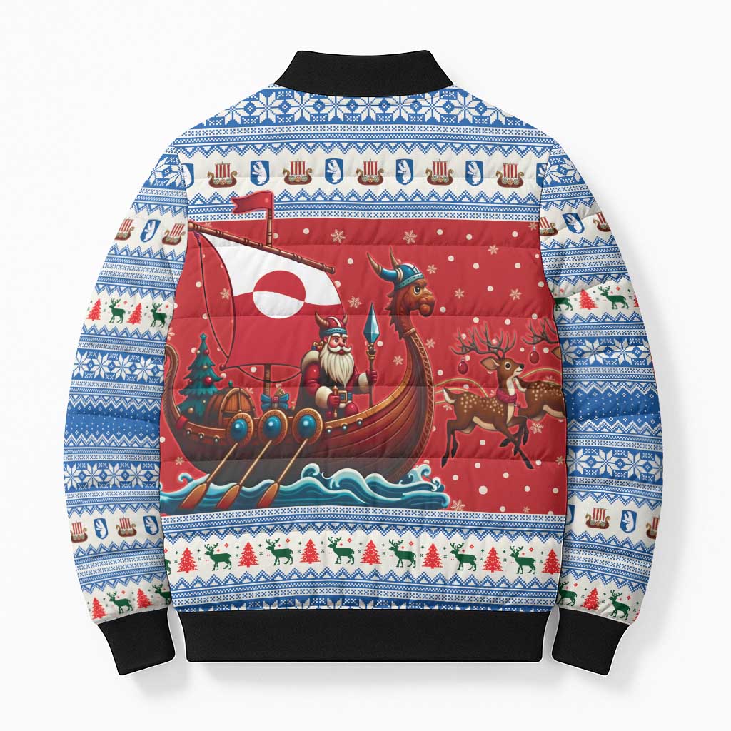 Greenland Viking Santa Christmas Bomber Puffer Jacket Funny Reindeer Norse Xmas - Wonder Print Shop